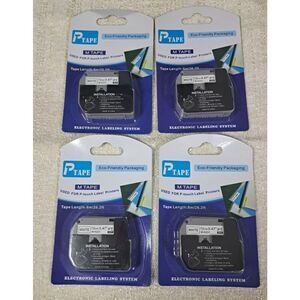 Tape for P Touch Electronic Labelers M‎ Tape Black on White 4 Packs